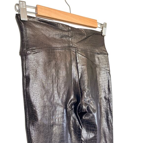 Spanx Faux Leather Croc Shine High Waisted Leggings 20303R Dark Brown Small - Picture 5 of 16